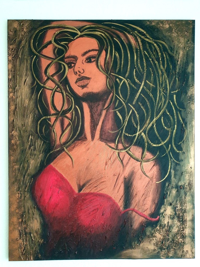 The dreaming woman acrylic painting