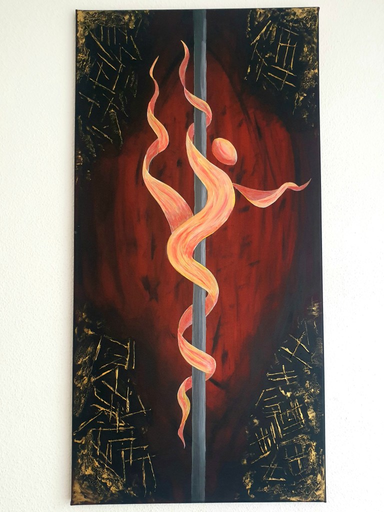 Silk on Pole acrylic painting