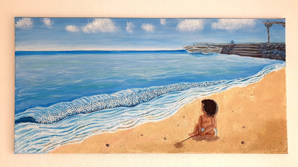 Peaceful harmony acrylic painting with structure