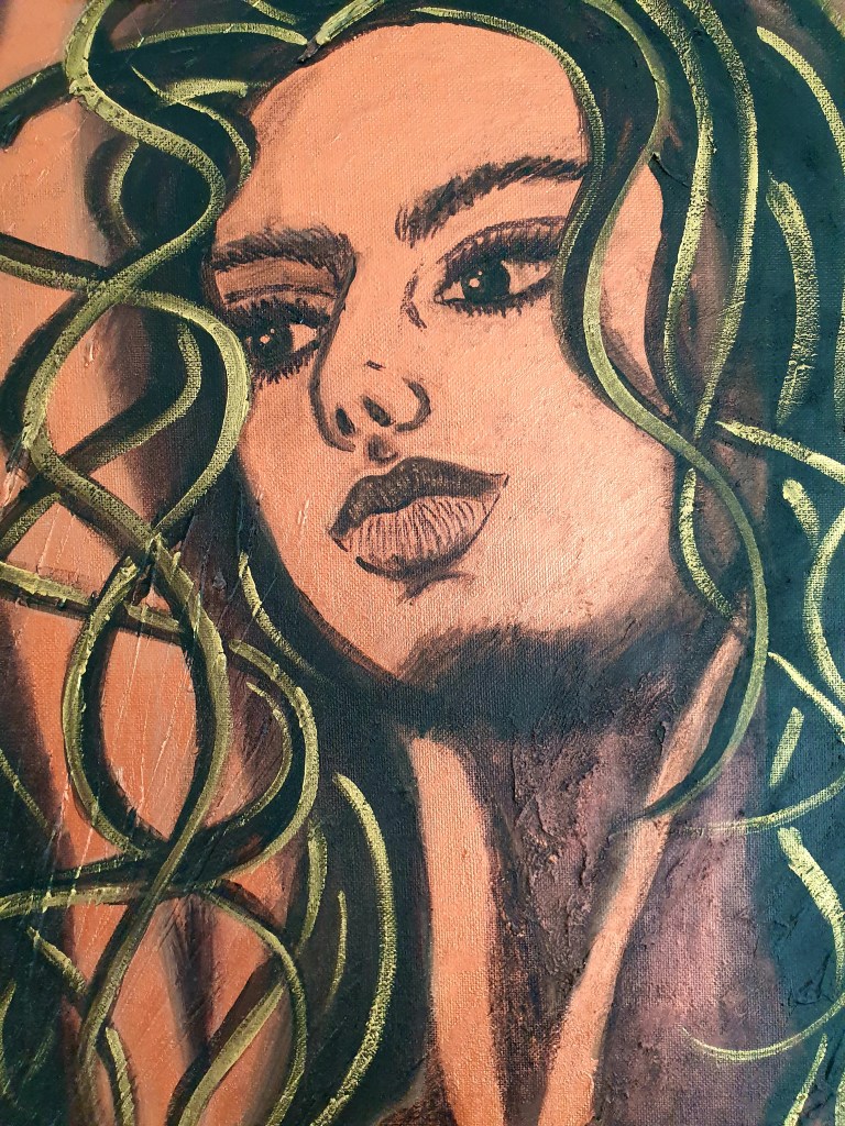 The dreaming woman acrylic painting